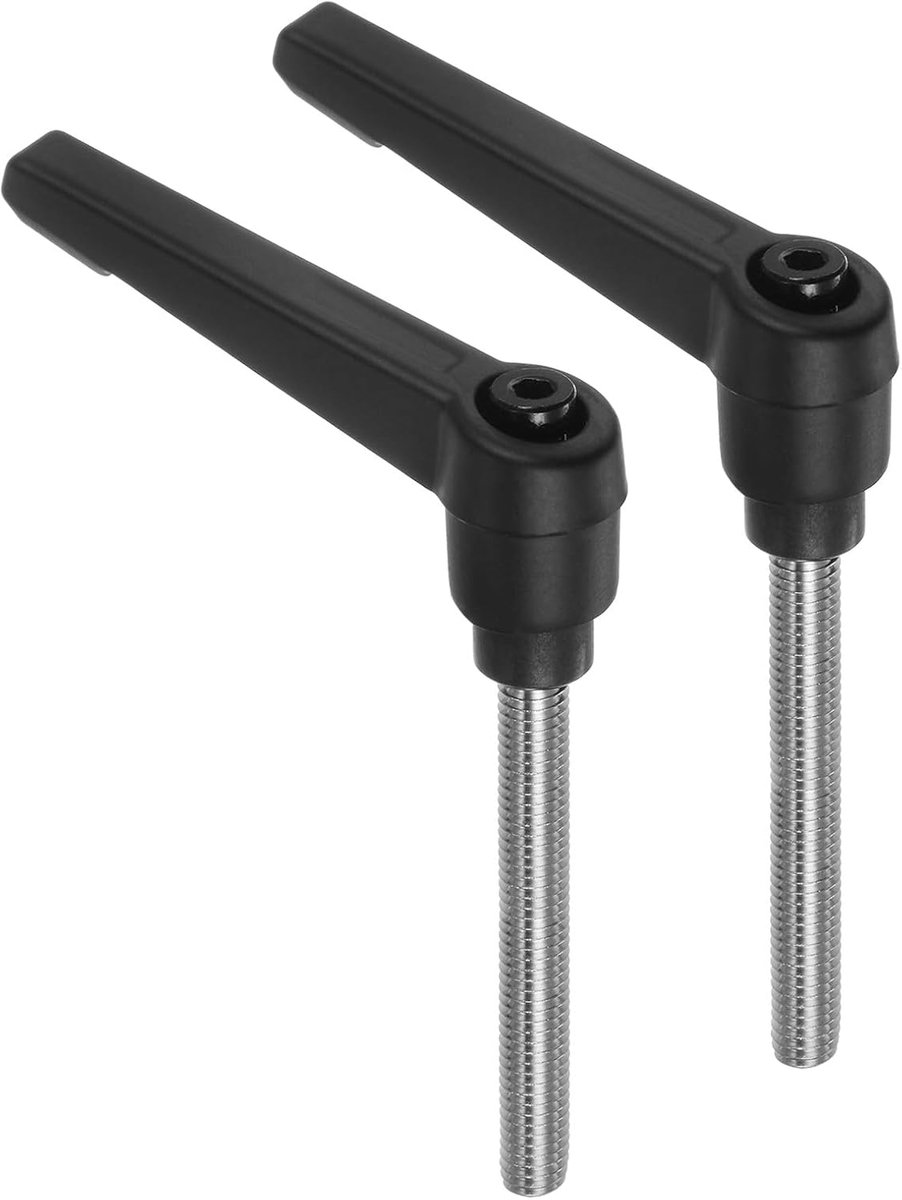 2 handgrepen met spanhendel, M6 x 60 mm mannelijk, schroefdraad van roestvrij staal 304, verstelbare handgrepen met vergrendelingsknop, zwart