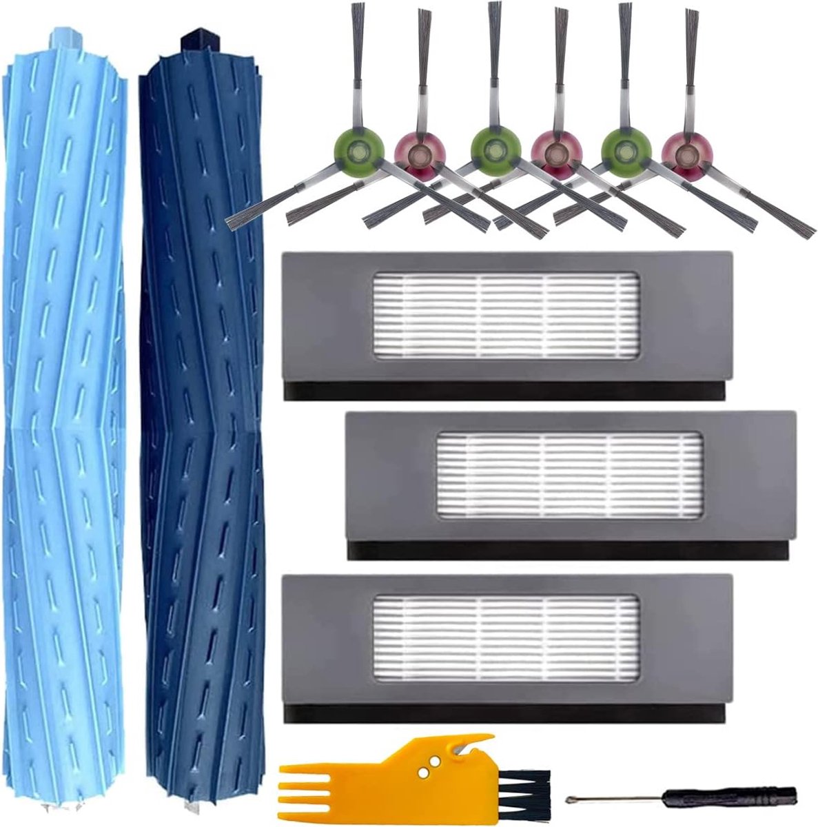 Kit voor Ecovacs Deebot Ozmo T9 AIVI T9 AIVI+ T9 PRO T9 MAX Stofzuiger, inclusief 2 hoofdborstels, 3 filters, 6 zijborstels, 2 opzetstukken