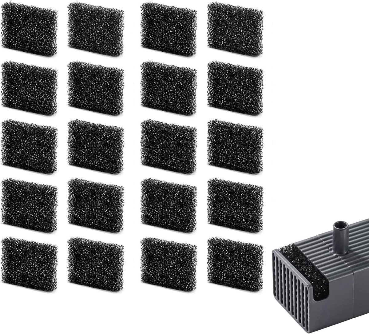 20 reservesponsfilters voor huisdieren, vierkant, zwart, voor katten en honden, drinkbak vervangingsfilter, reserveaccessoires voor drinkbak
