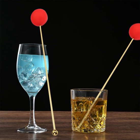 Cocktail Roerstaafjes - Mixer Stokjes - Dranken Mixen - Herbruikbaar RVS - 20 cm - Goud — afbeelding 3