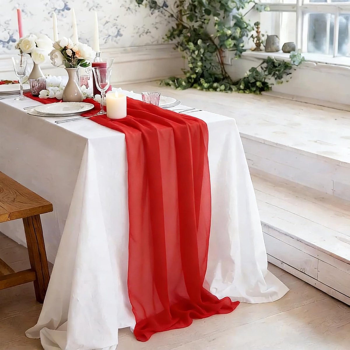 Tafelloper, tafelband, tafelloper, goud glitter tule (D)