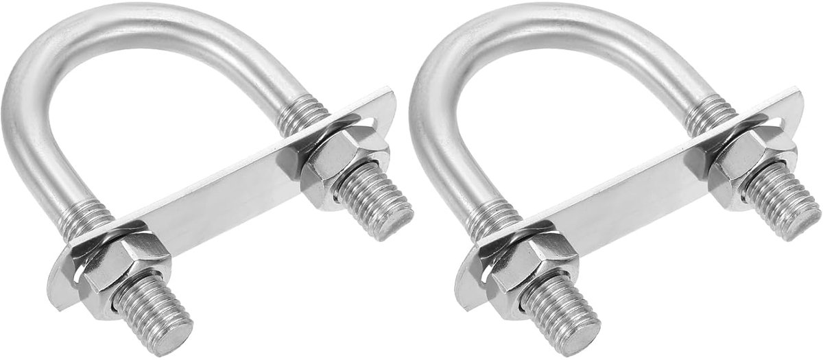 U-bouten, 2 sets 45 mm (1,77 inch), breedte binnen 82 mm, lengte 201, roestvrij staal, U-klem, bouten met platen en moeren, aanhangers, boot trail, zilver