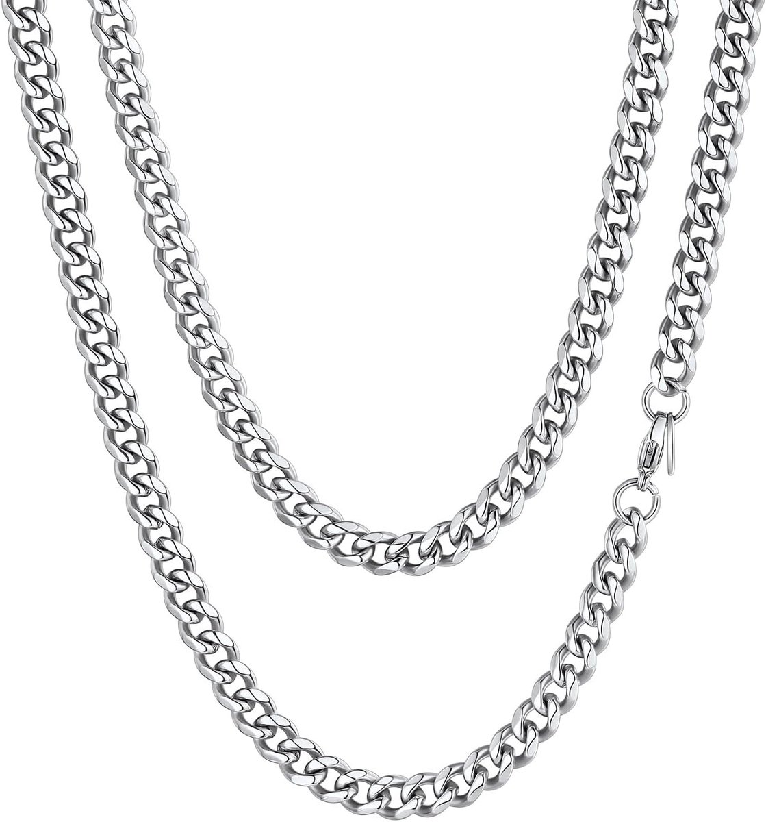 Cubaanse schakelketting voor mannen en vrouwen, 3 mm / 6 mm / 9 mm / 12 mm breedte, 14/18/20/22/24/26/28/30 inch lengte, verguld/roestvrij staal/zwart-met geschenkdoos