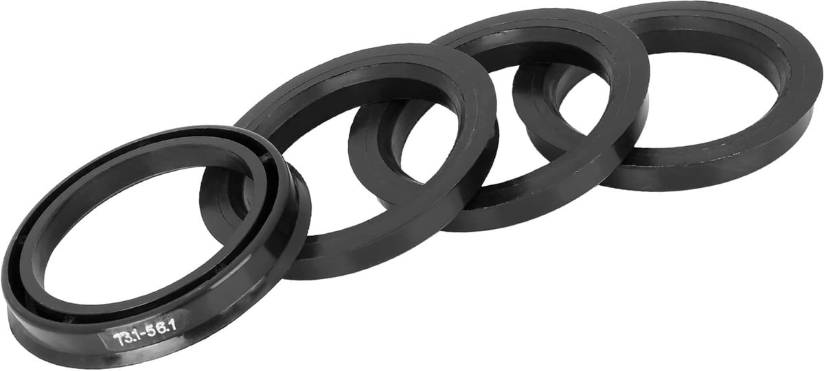 4 stuks naafgecentreerde ringen 73,1 mm tot 56,1 mm kunststof zwart
