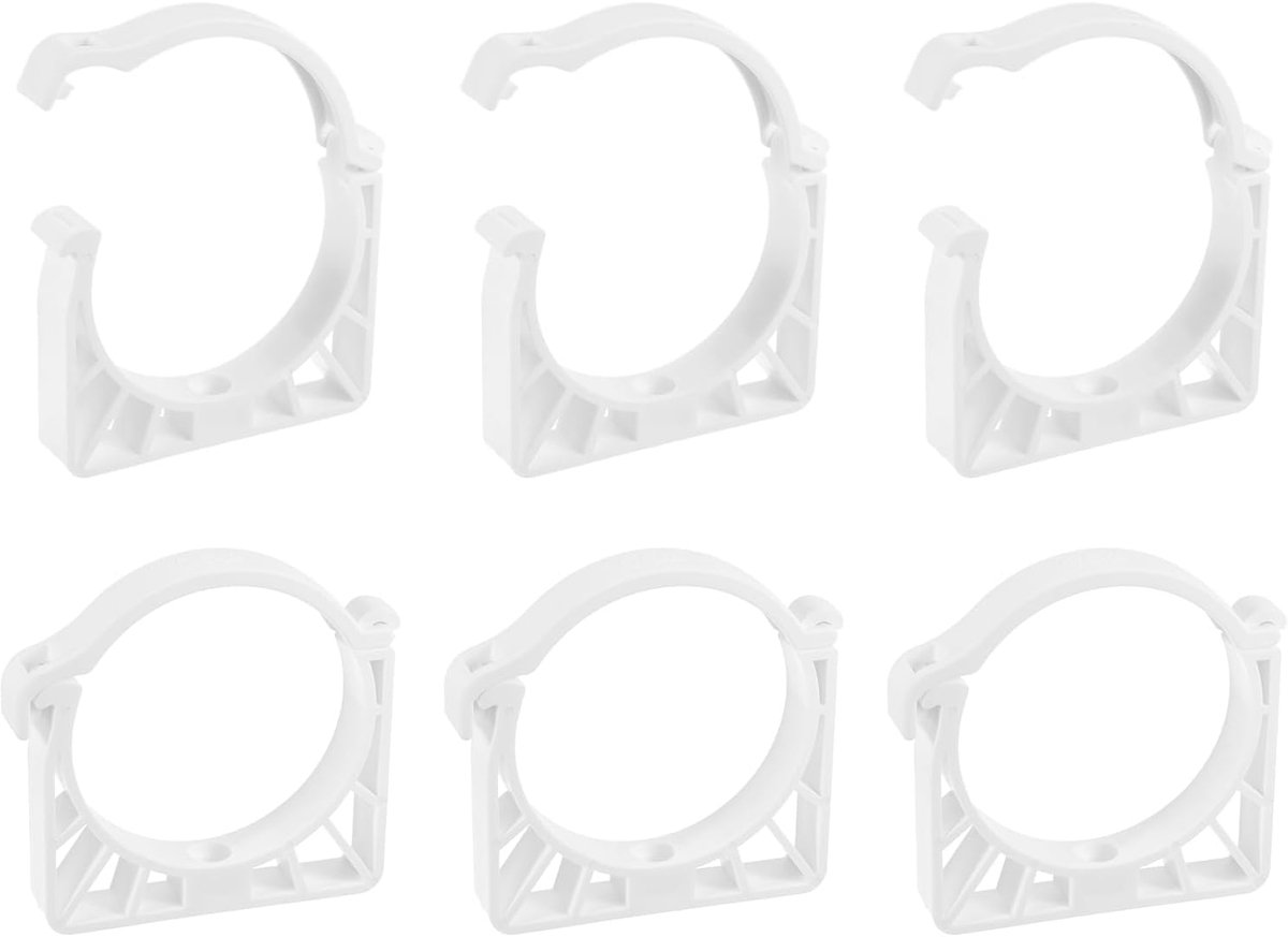 6 stuks waterbuisklemmen Ppr, U-klemmen van kunststof met clipbevestiging, geschikt voor waterslangen en slangen met een buitendiameter van 90 mm, wit
