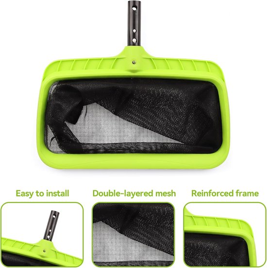 Bodemschepnet extra groot, 46,5 × 36,5 x 35 cm, bladschepnet voor zwembad, skimmer net, fijnmazig, zwembadschepnet met aluminium frame voor zwembad, vijver en whirlpool — afbeelding 5