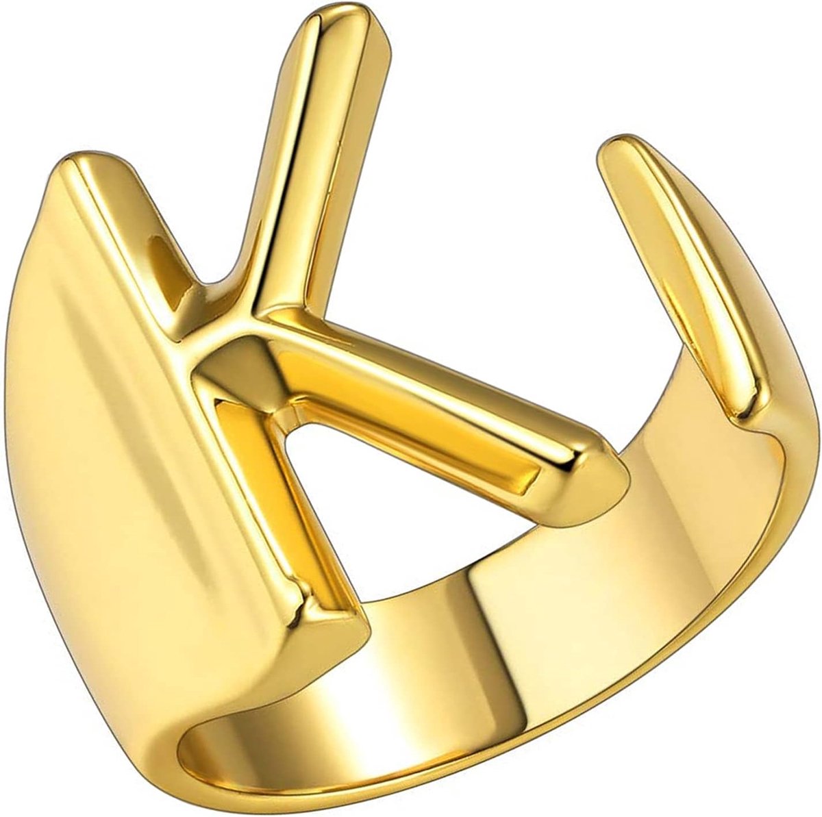 Vrouwen Statement Rings Gepersonaliseerde Goud Vet Initial Letter Verstelbare Open Ringen Alfabet A tot Z Signet Ringen, Goud