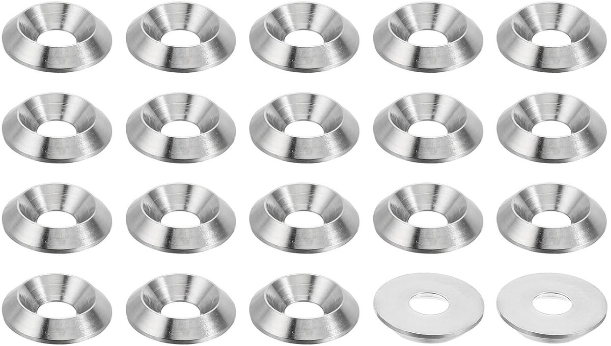 M6 Afgewerkte zinken schijf 20Stk 18mm Diam. 3.5mm Hoog 304 roestvrij staal Vlakbekschijf Schroefbout Kopafdichting voor Industriebouw