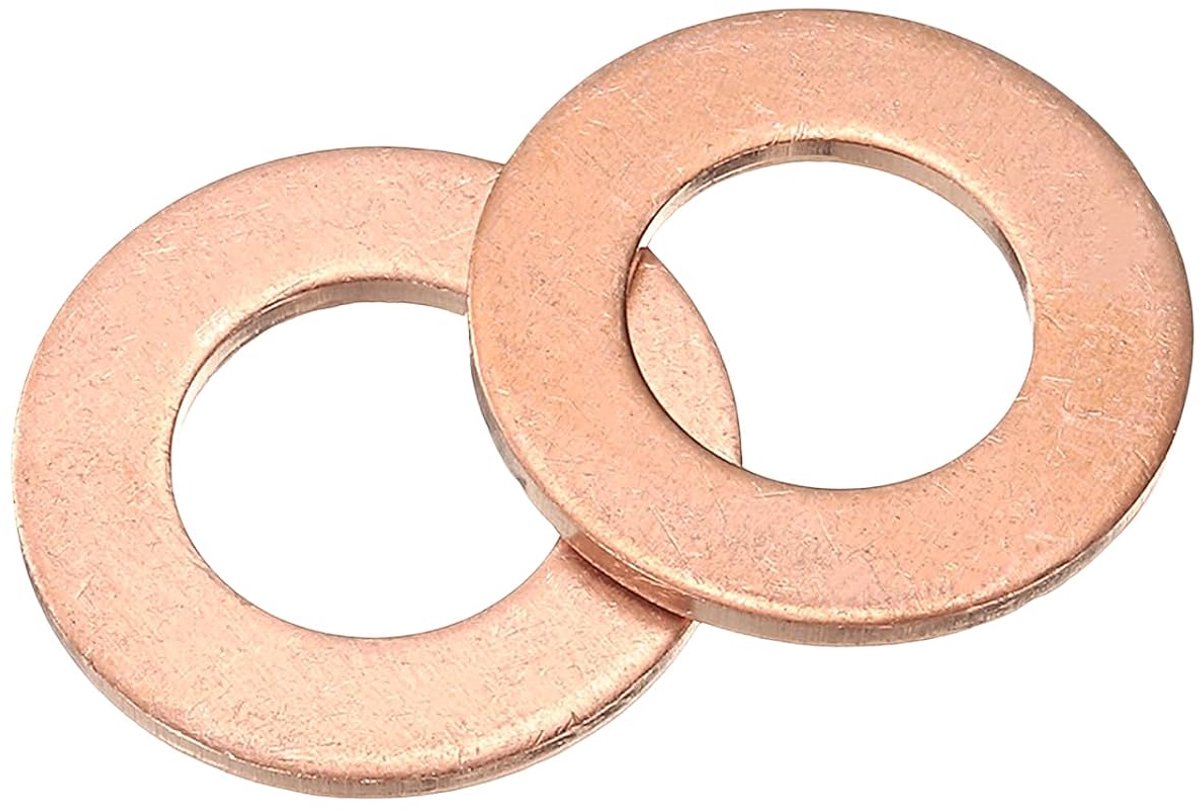 M12 sluitringen, 12 stuks koperen ringsluitringen, 22 mm OD 1,5 mm dik, metalen afdichtring voor schroeven, bouten, moeren