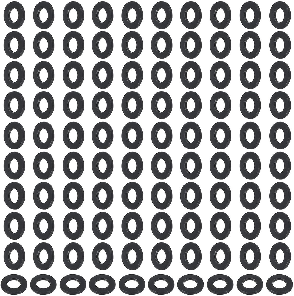 Platte afdichtingen, 120 stuks 4 mm ID 8 mm OD 1 mm dik kunststof afdichting platte ronde afdichting sluitringen afdichtingsvervanging, zwart