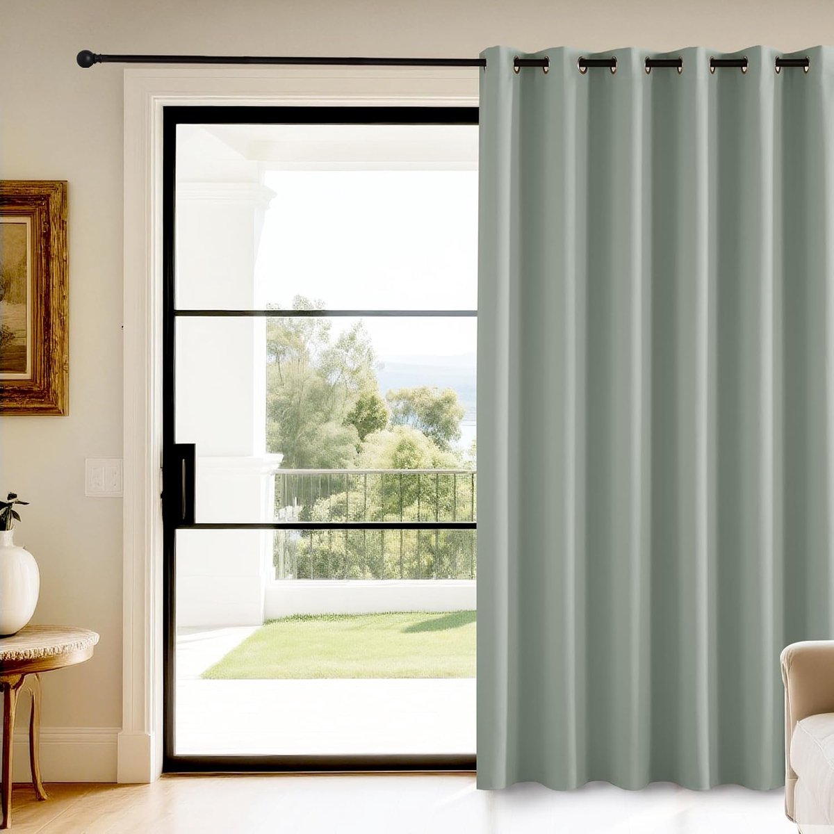 Gordijnen Kant en Klaar, Verduisterende Gordijnen, Warmte- en Koude-Isolerende Thermische, Geschikt voor Woonkamer, Slaapkamer met Ringen,200B x 240H cm (1 Panelen),Salingroen
