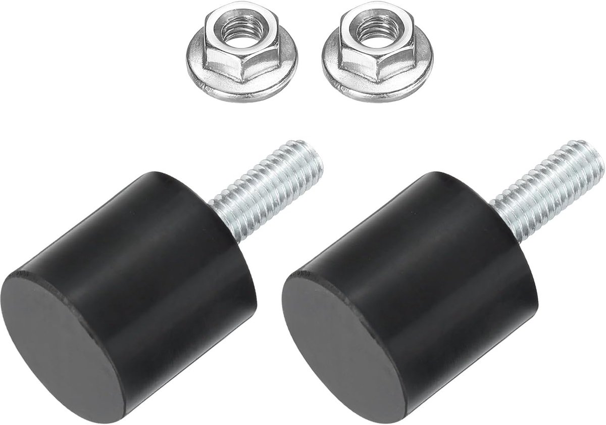 Rubberen buffers, M6 x 18, rubberen voet, 25 x 20 mm, met schroef, natuurlijk rubber, verzinkt staal, anti-vibratiebuffer voor luchtcompressoren, pompen, motoren, industriële machines, 2