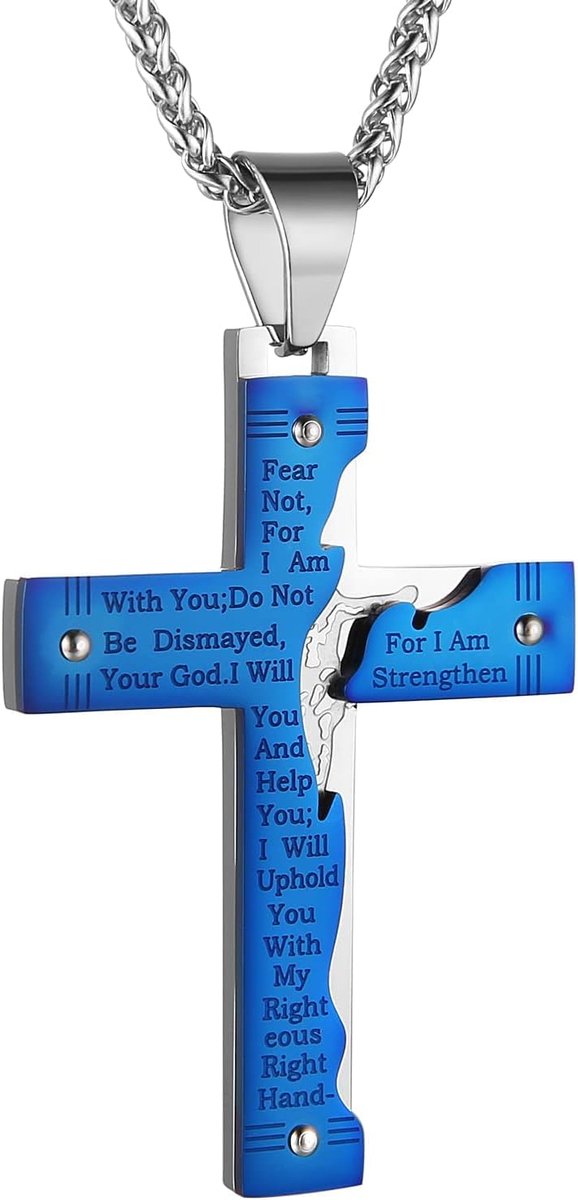 Heren roestvrij staal Jezus Christus kruisbeeld kruis heer gebed hanger ketting