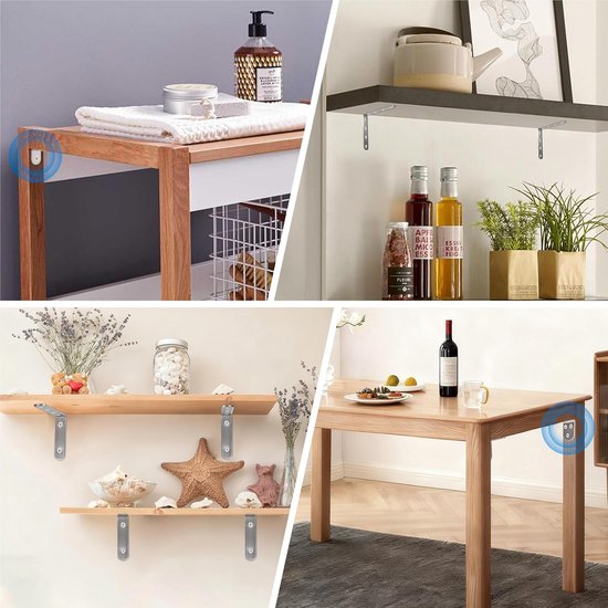 Hoekhouders van roestvrij staal, robuust, L-vorm, met schroeven, voor tafel, kast, stoel, geborsteld, 125 x 75 x 19 mm, 4 stuks — afbeelding 3