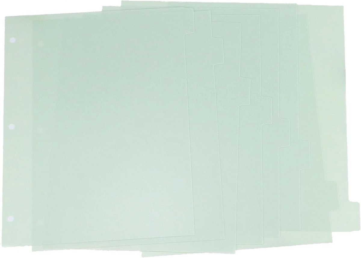 3-ring bindmiddelverdelers in 8 tabbladen, kunststof A4 schrijfverdelers voor notebooks en mappen, 3 perforatieverdelers voor school, kantoor, thuisorganisatoren (lichtgroen, A4 8
