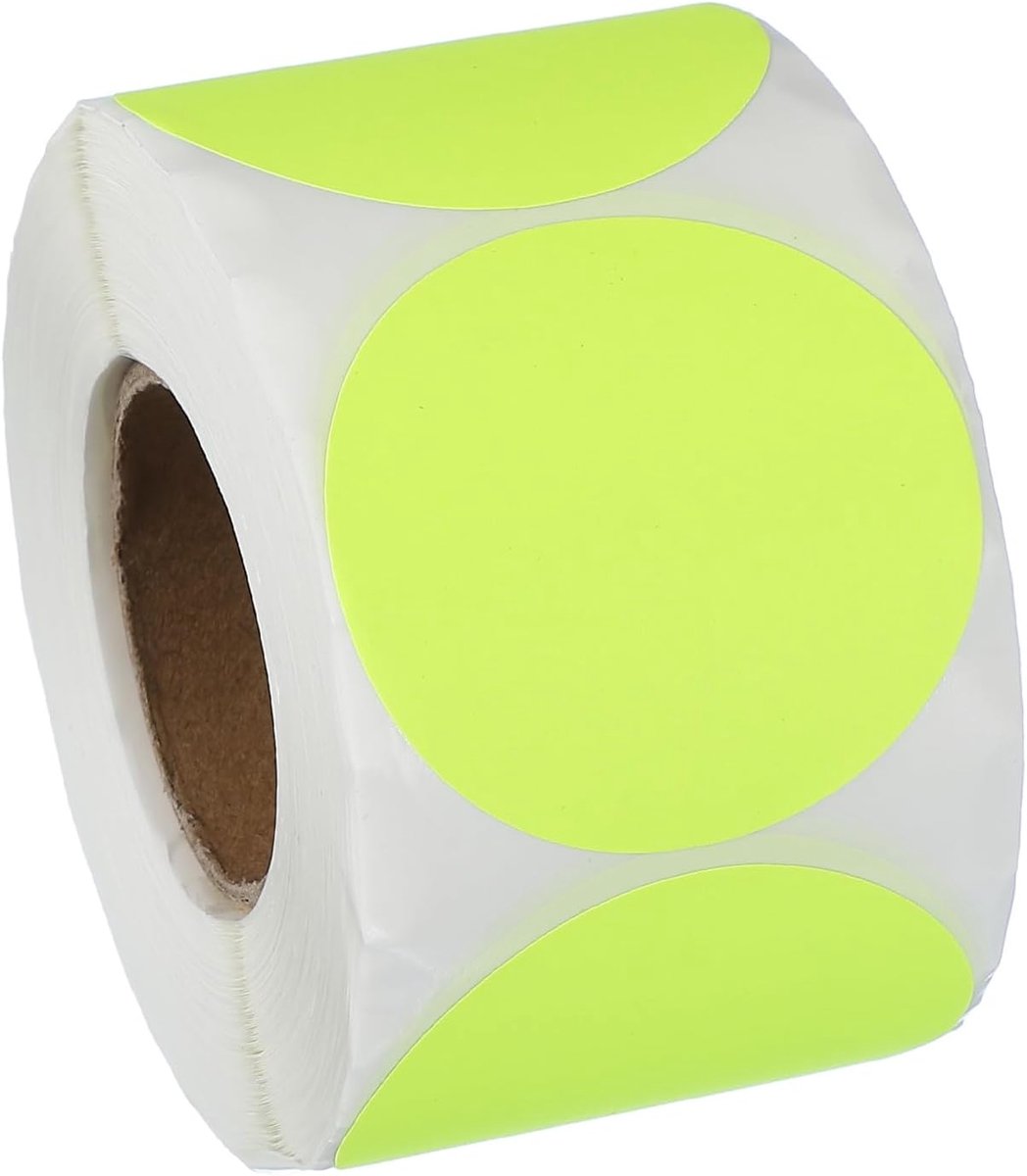 Gekleurde plakpunten 50 mm, 500 stuks kleurmarkeringsetiketten, blanco cirkelstickers, ronde prijsstickers voor voorraad, kantoor, garage, klaslokaal, fluorescerend
