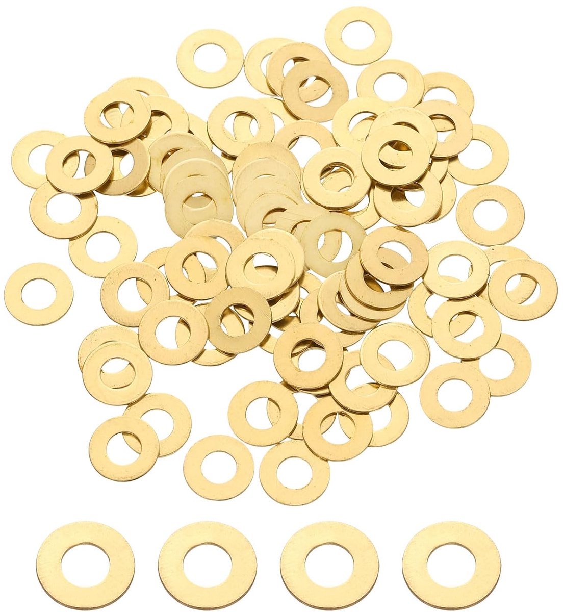 M4 messing sluitringen, plat, 200 stuks, 4 mm binnendiameter 9 mm buitendiameter 0 5 mm dik, metrische sluitringen, metalen afdichtring voor schroeven, bouten, projecten