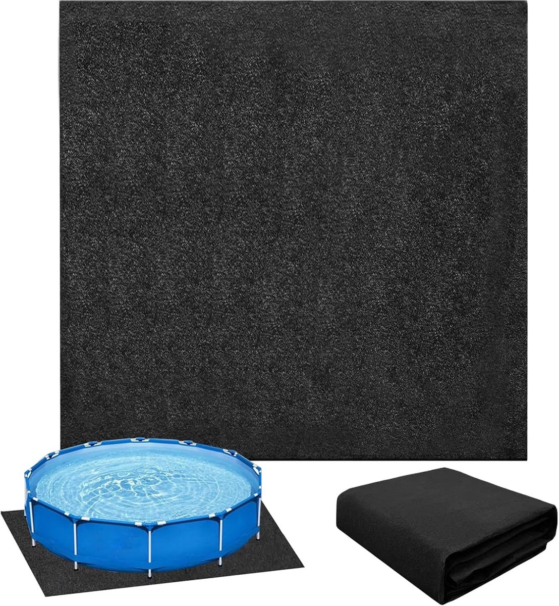 Zwembadonderlegmat, antislip, vilt grondzeil voor zwembadonderlegger, vloerbeschermingsmat, warmte-isolatie, whirlpoolmat, zwembadbodemfolie, bekleding voor whirlpool en zwembad (vierkant, 4 x 4 m)