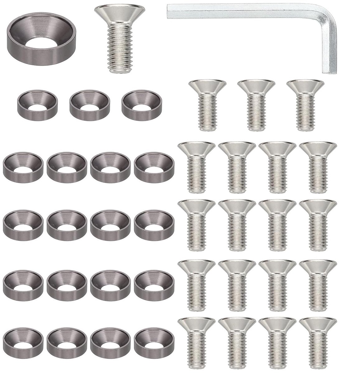Verzonken sluitringset M8 afwerking, 20 sets van aluminiumlegering voor platte schroeven voor mechanische accessoires en doe-het-zelfmodellen, grijs