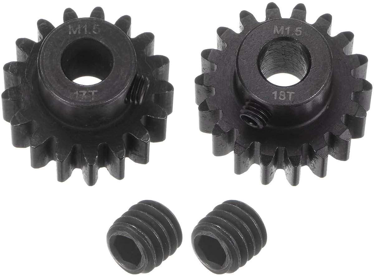 Rondzelset Mod 1.5 voor 8 mm as, 17T 18T, motoraandrijving van gehard staal voor RC-auto (2 stuks)