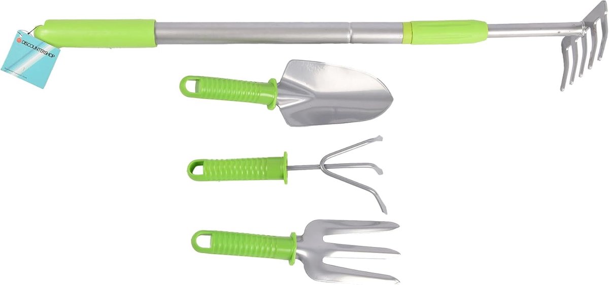 Tuinhark set 3-delig - groen en zilver - metalen en plastic constructie - ideaal voor het losmaken van de grond - SnelShoppen