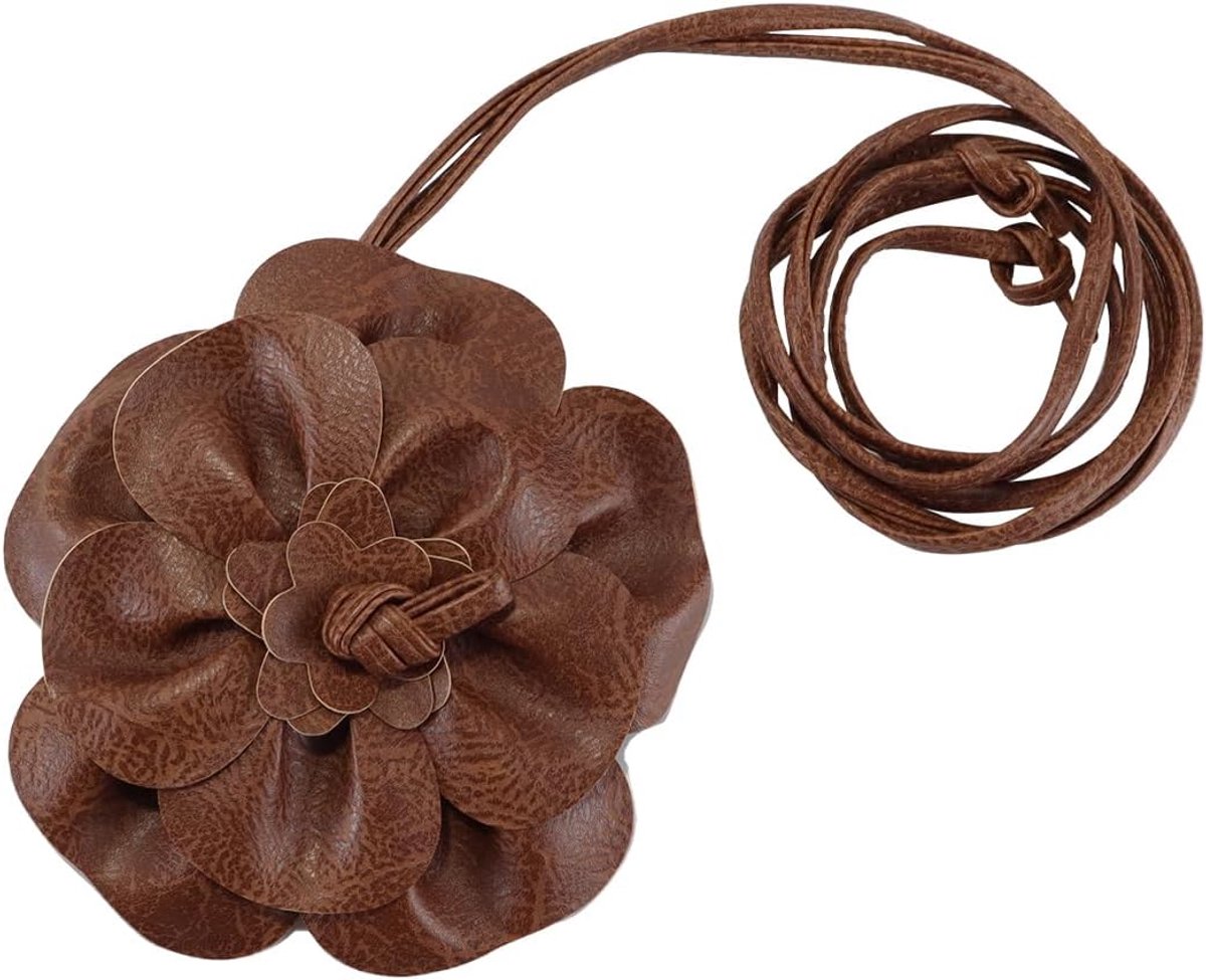 Riem voor dames, met bloemenprint, PU-lederen wikkelriem voor jurk, festival, feest, bruiloft