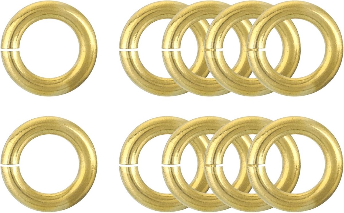 10 open springringen, 15 mm of verbindingsringen, messing 3 mm dik, voor halskettingen, armbanden, sieraden, sleutelhangers, knutselen, goudtint