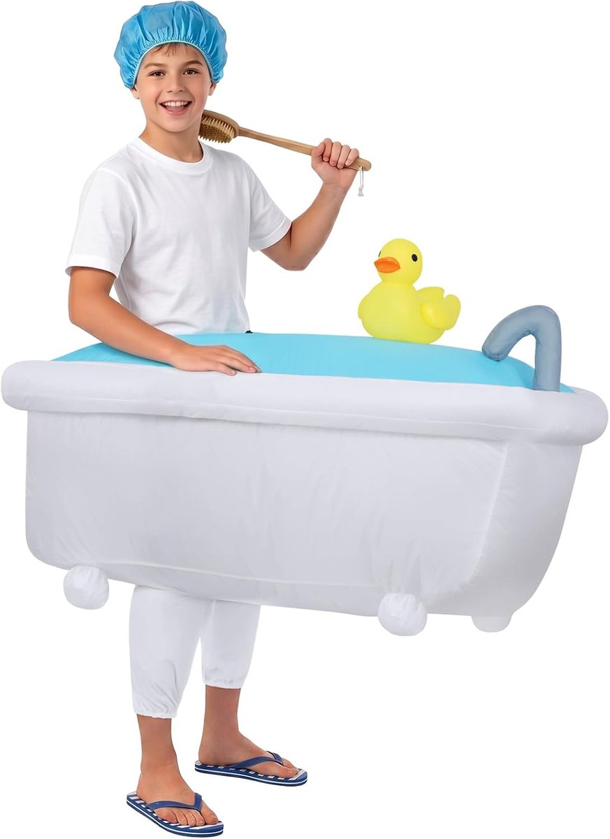 Kostuum, premium kwaliteit, duurzaam, opblaassysteem, opblaasbaar cosplay-kostuum voor feesten, Halloween, verjaardagen, cosplay, uniseks, Badkuip, Enfant
