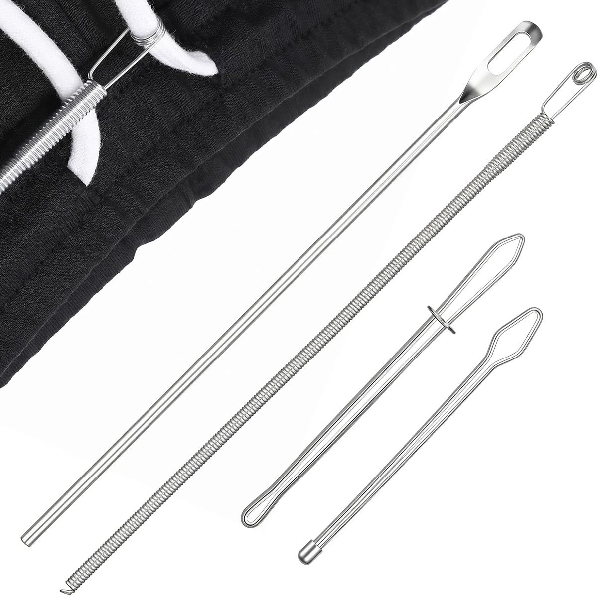 8 stuks veer trekkoord threader, trekkoord threaders tool, elastische hoodie string threaders naald threader clip, lus turner naaigereedschap voor joggingbroek, Shorts, jassen, jas
