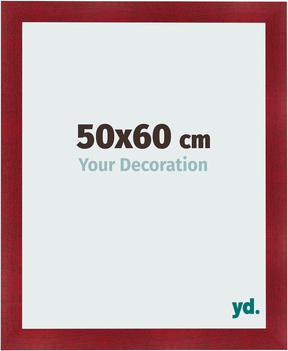 Fotolijst 50 x 60 cm - wijnrood MDF - geveegd - perfect voor foto's en kunstwerken - SnelShoppen