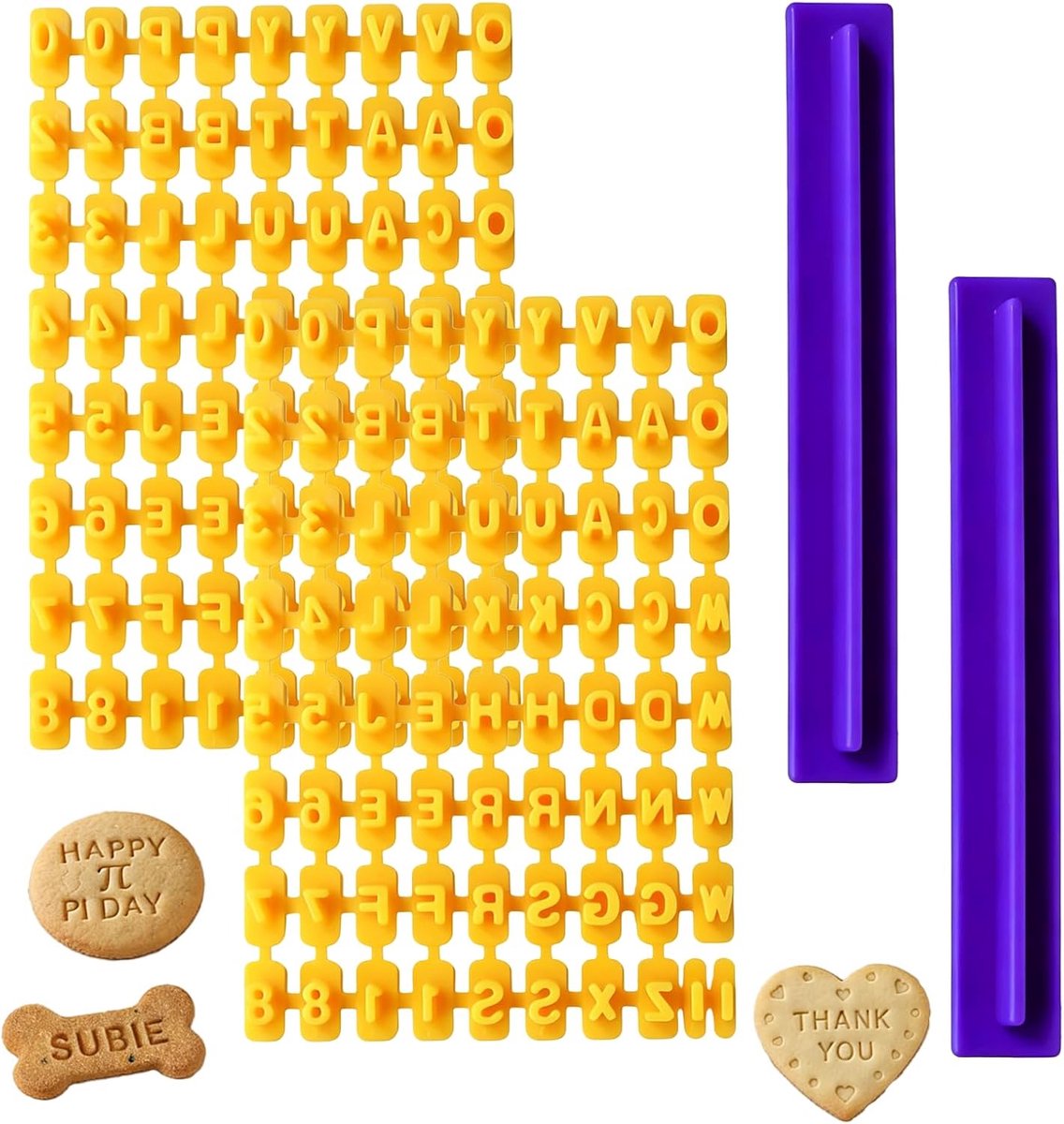 4 stuks letterstempels voor klei, zelfhardende klei, letterstempel, alfabet en cijfers, geschikt voor koekjes, gebak, taarten en fondant