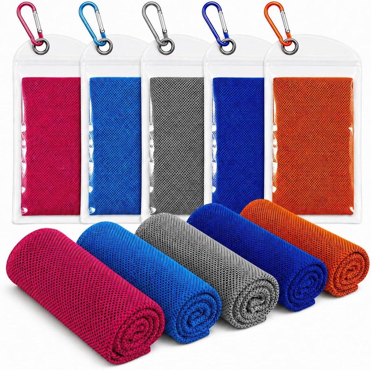 Koeldoek met grappige patronen, ademende koelhanddoek voor sport en fitness, lichte koeldoek voor zomer outdoor training (5 koeldoeken)
