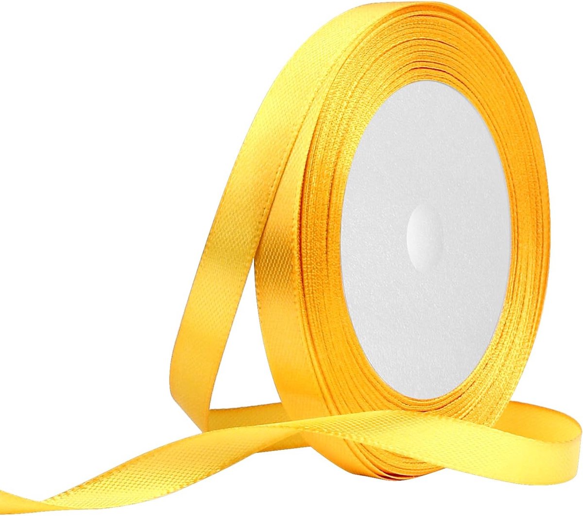 Lint, 10 mm breed, geel, 22 meter cadeaulint, stoffen lint voor bruiloftsdecoratie, cadeauverpakking, knutselen, feestdecoratie