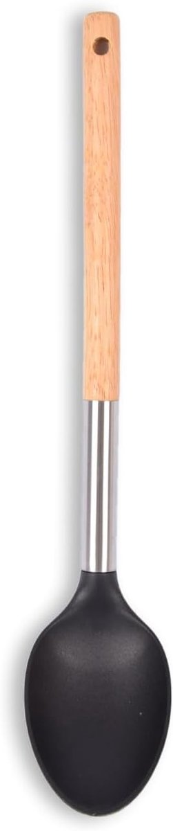 Serveerlepel 34cm - houten handvat - sterke kunststof lepel - comfortabel in gebruik - SnelShoppen