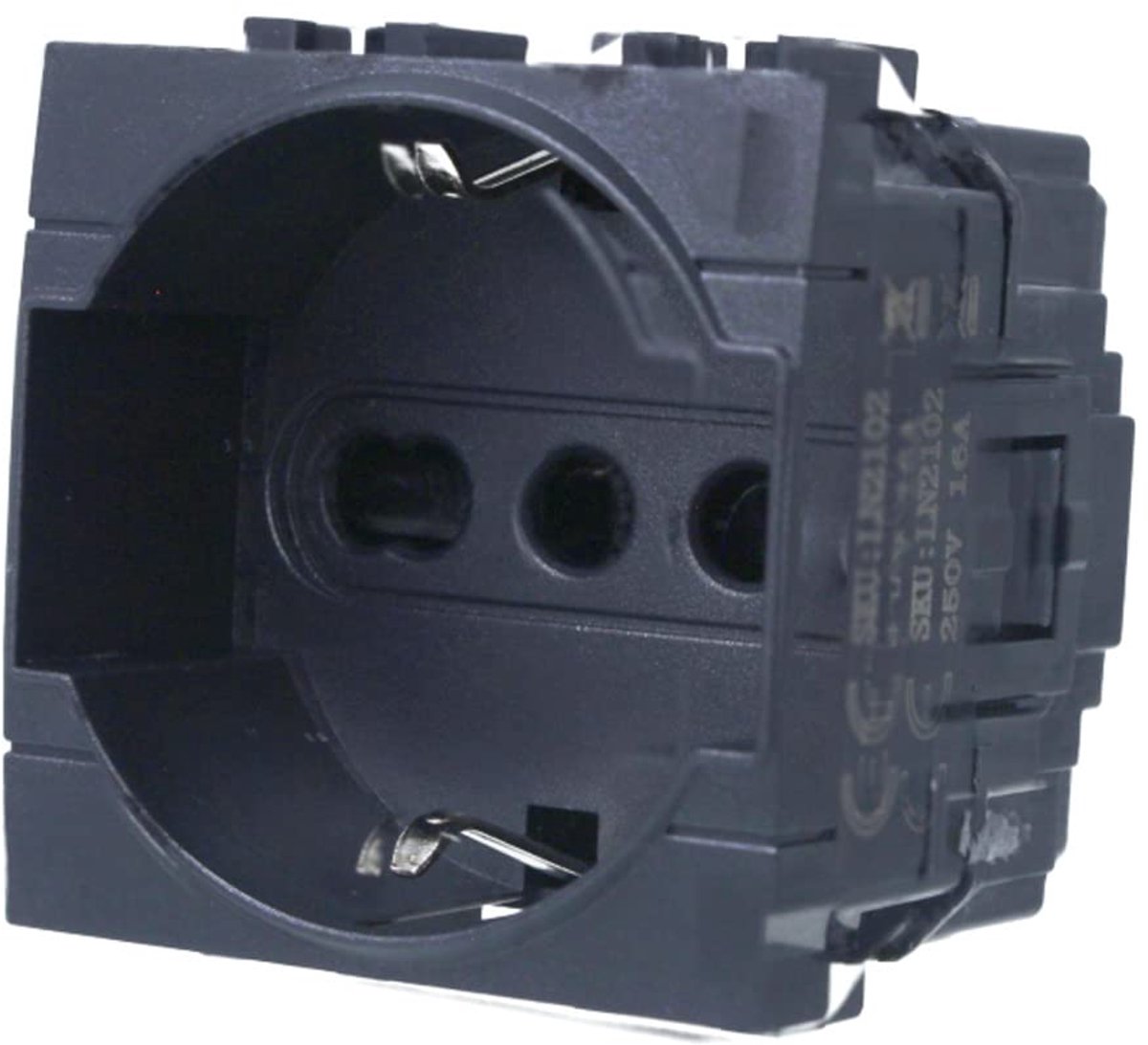2P+T 16A, compatibel met Bticino Living Light (1 stuk, zwart)