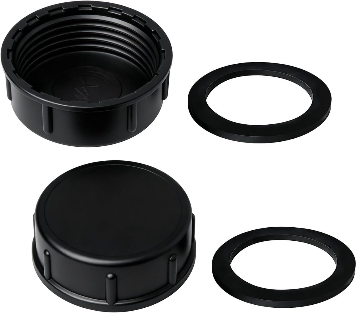 2 stuks afvoerstop, 40mm binnendraad, met rubberen afdichting, zwart | voor keuken, badkamer, wasruimte