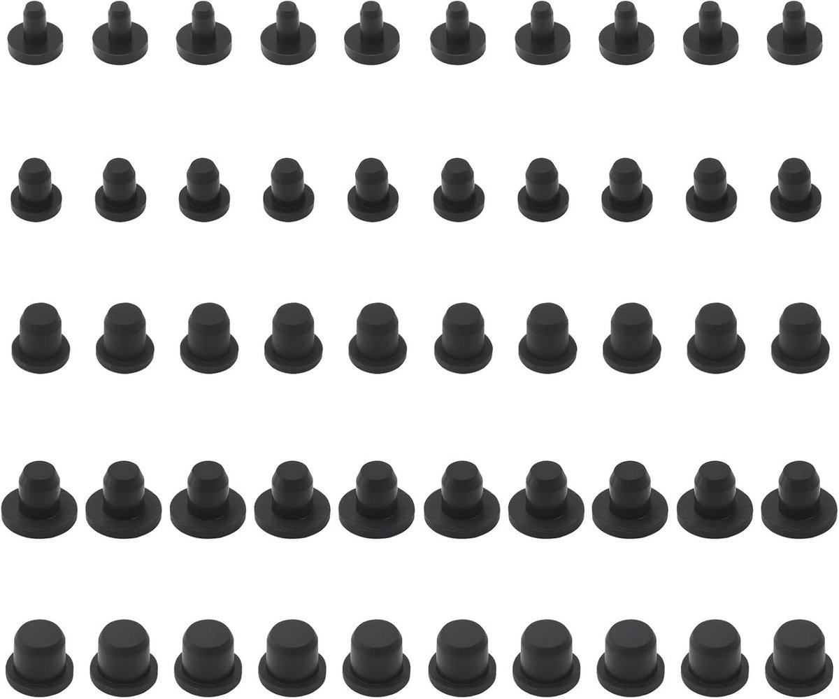 50 stuks gatstoppen in 5 maten, T-vormige rubberen stop, siliconen stop, rond, rubber, waterdicht, geschikt voor gaten met 4/5,5/7,5/8,5/9/9,5 mm, zwart, rond, voor flessen, buizen,