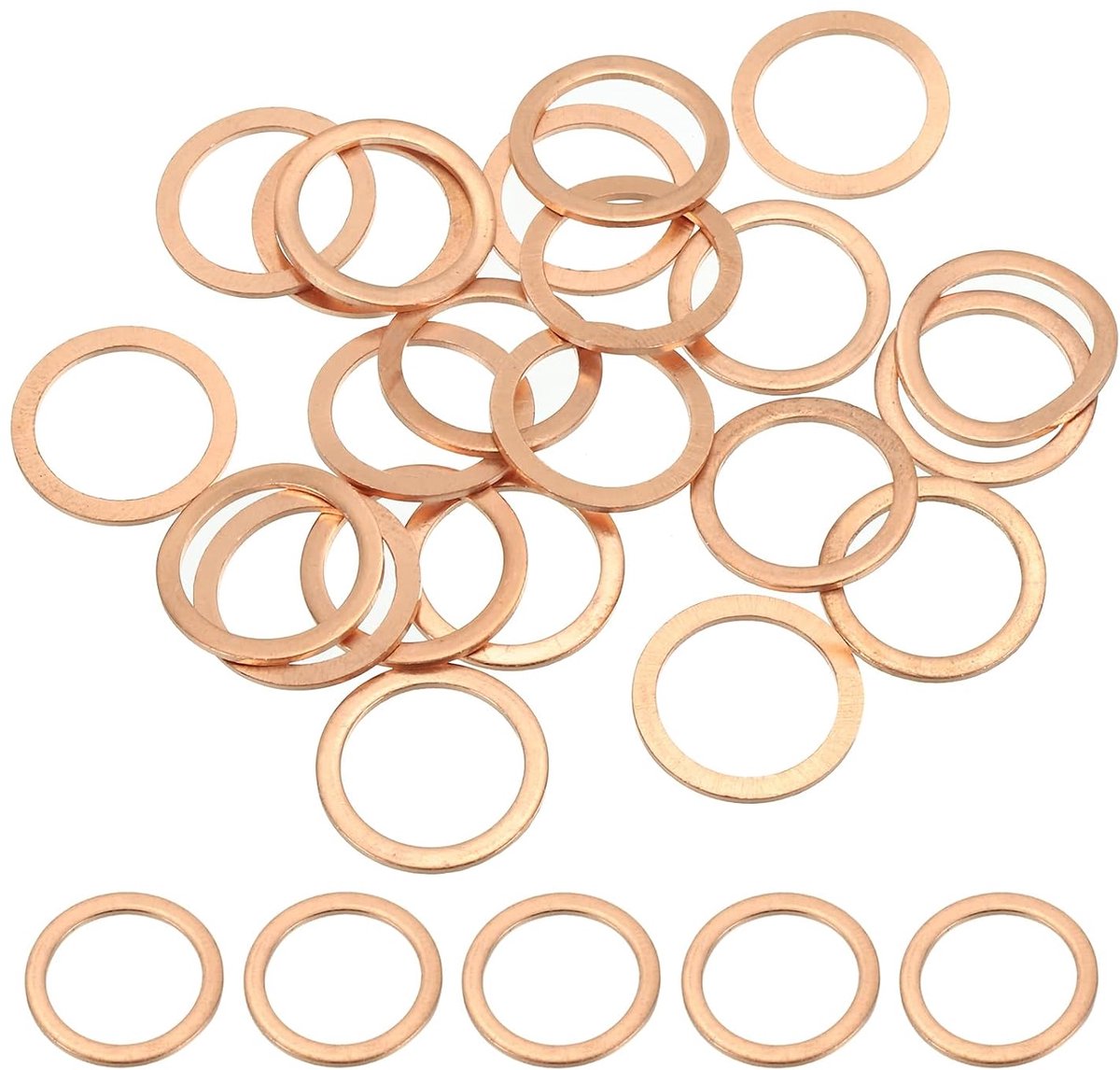 Koperen afdichting M14, 25 stuks, 14 mm, ID 18 mm OD 1 mm dikte, platte sluitring, metrisch, voor schroeven, bouten, afvoerpluggen