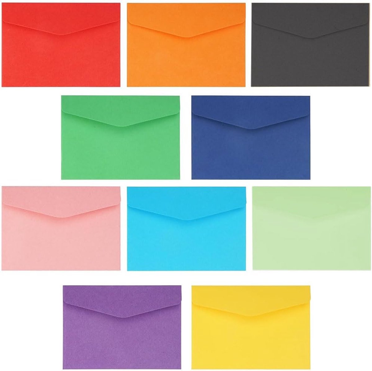 100 stuks kleurrijke mini-enveloppen voor brieven, 11,5 x 8,2 cm, schattige kleine enveloppen voor bruiloften, feesten, verjaardagsfeesten (10 kleuren)