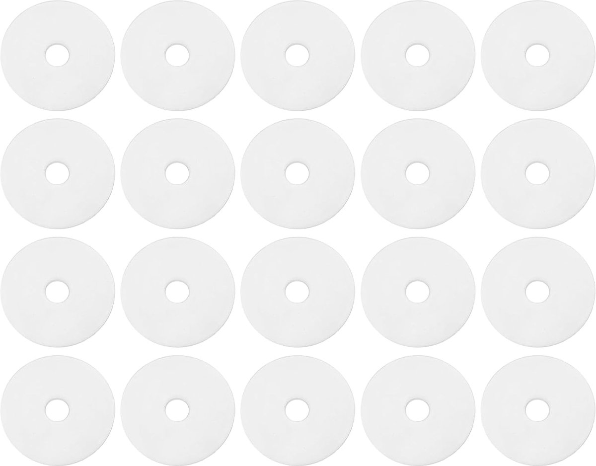 Platte afdichting van siliconen, M6, 20 stuks, 6 mm, binnendiameter 30 mm, buitendiameter 2 mm, dikke afdichtingen, O-ringplaten, afstandhouders voor waterslang, douchedeur, wit