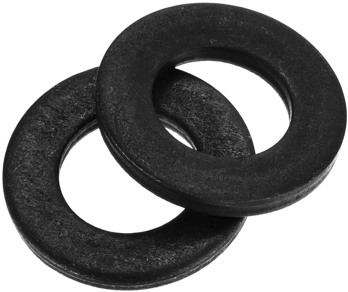 Set van 10 stuks, M20 x 38 x 5 mm, koolstofstaal, sluitringen, zwart geoxideerde platte afdichtingen, sluitringen, set voor schroeven, moeren, schroefdraadstang