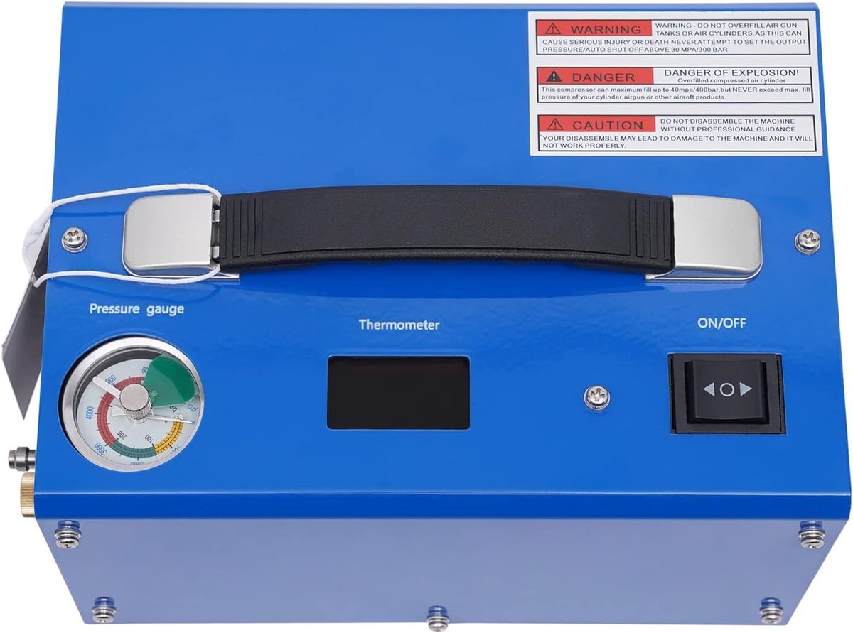 PCP luchtcompressor 4500PSI - draagbaar met stroomomvormer - automatische stopfunctie - snel vullen van duikflessen - SnelShoppen