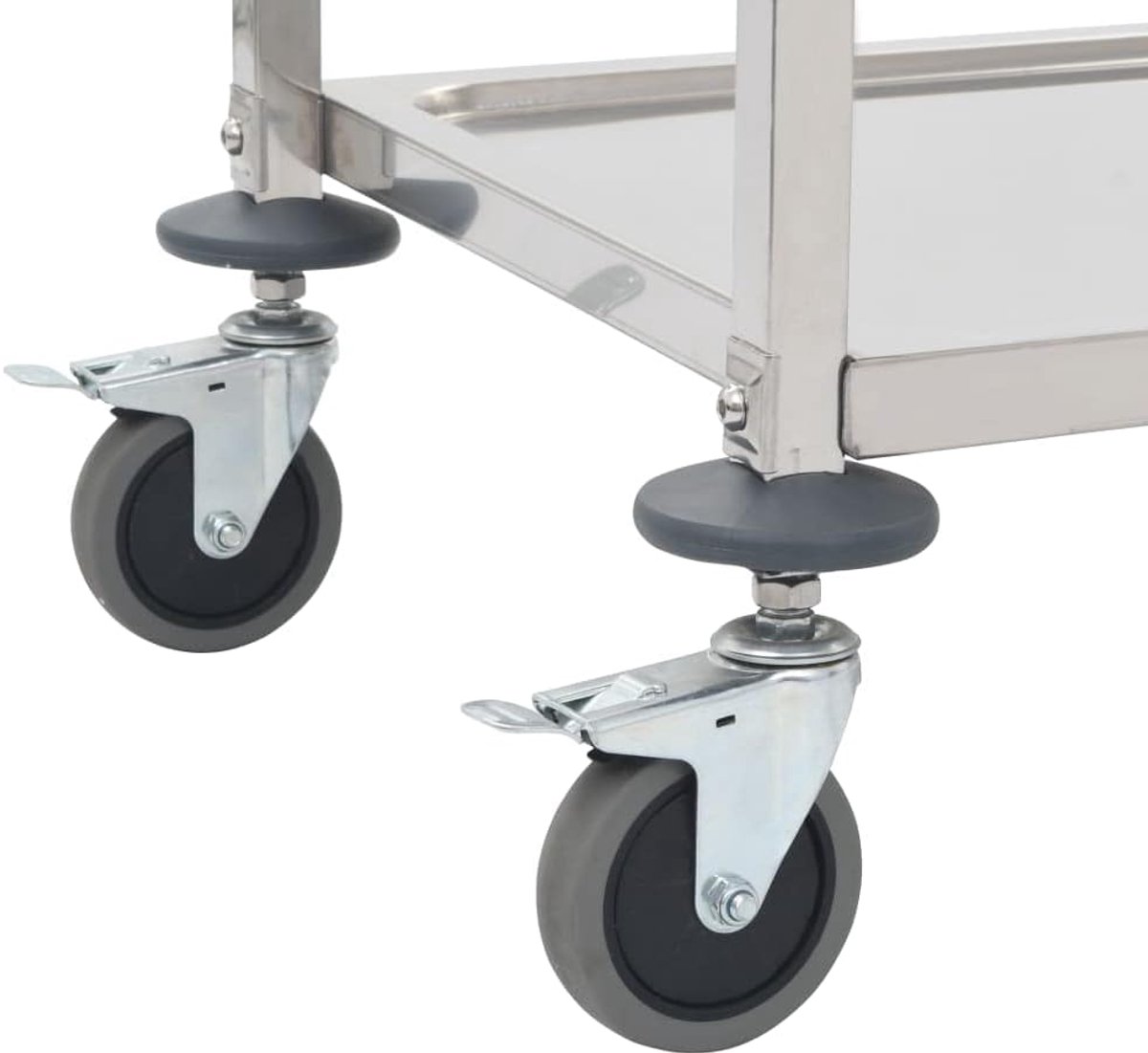Keukenwagen met 2 niveaus - RVS frame - Grote trays - Perfect voor het serveren van eten - SnelShoppen