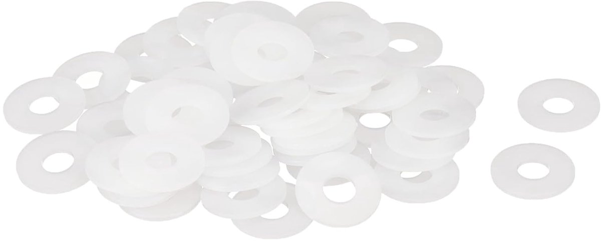 Platte afdichtingen, 6 mm ID, 16 mm OD, 1 mm dik, sluitringen, kunststof blad-afdichting, bevestigingselement, afdichtingsafstandhouder, afdichtring, wit