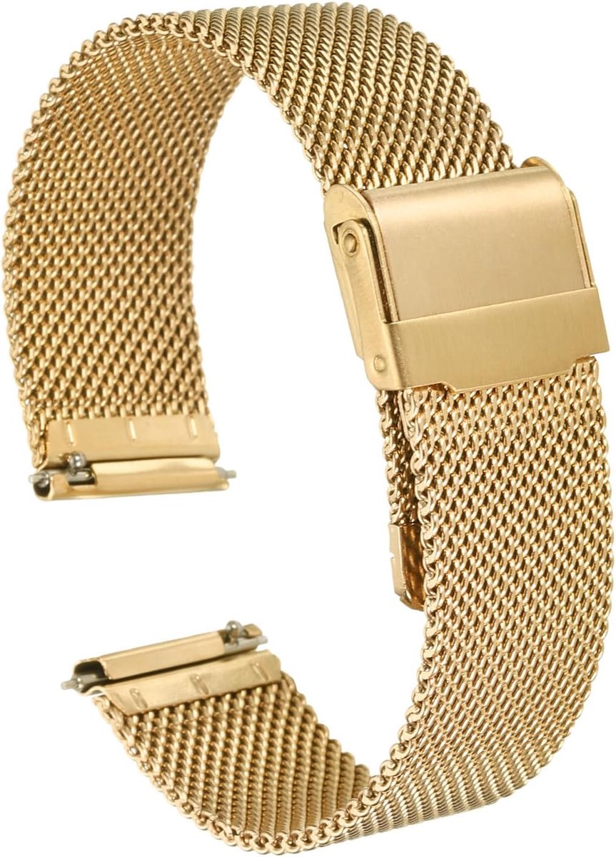 Horlogeband Mesh roestvrij staal mm vervangend metalen horlogeband roestvrijstalen horlogeband met snelsluiting vervangende band verstelbare gesp voor dames heren,, 18mm