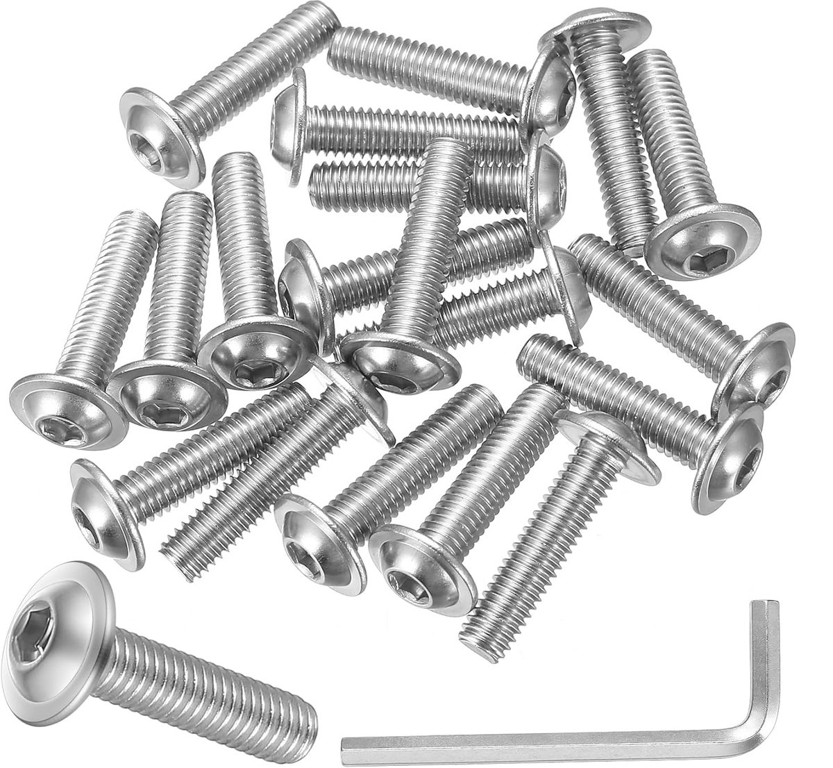 Schroeven set M6 x 25 mm - platte kop met flens - roestvrij staal - ideaal voor meubels - ShopVlot