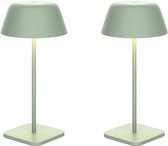 Luxus Europe - Tafellamp Paros - Set van 2 Groen - Draadloze Tafellamp Binnen & Buiten - Oplaadbaar - USB-C - Dimbaar - Warm Wit - Waterbestendig