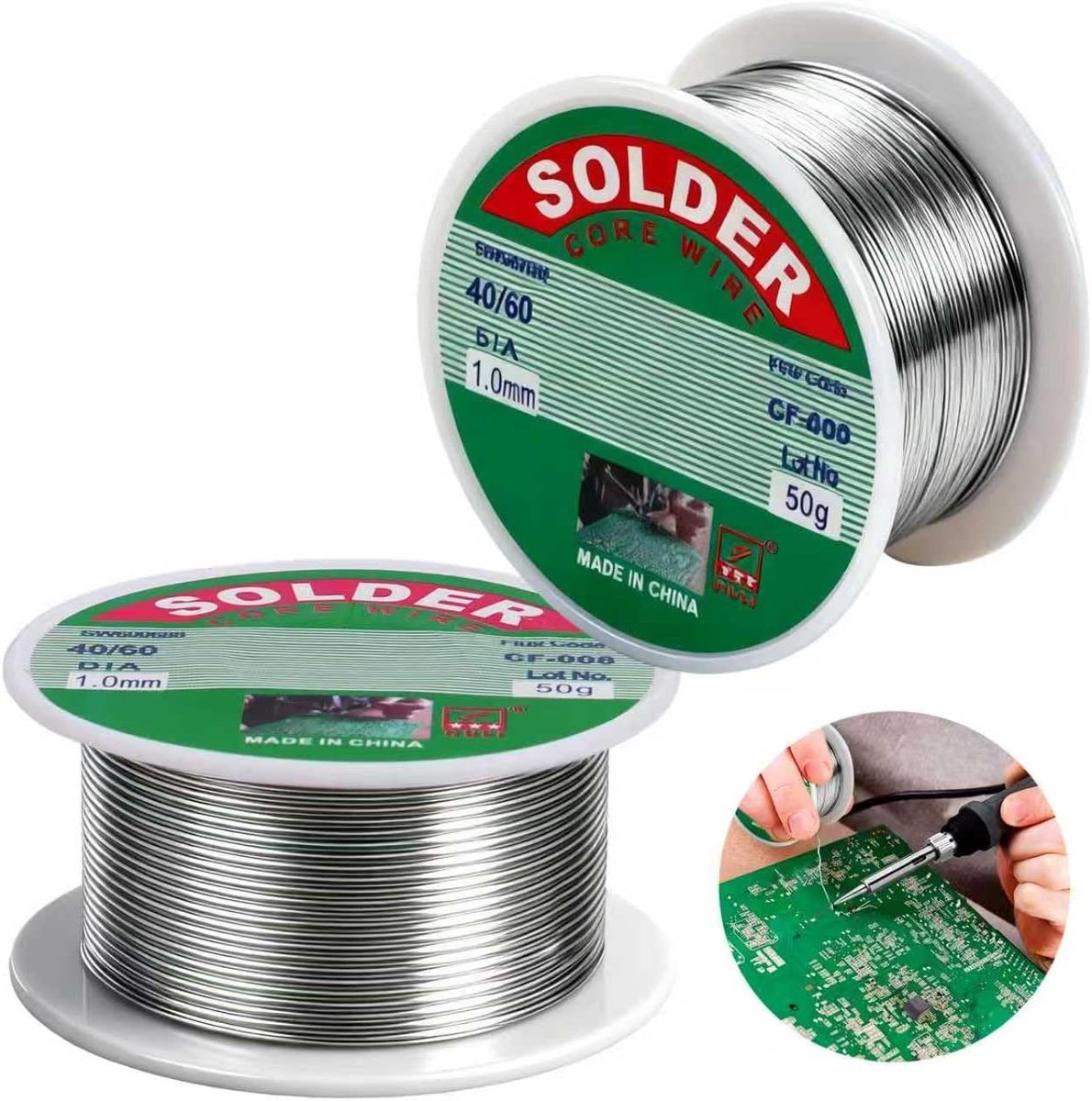 Soldeertin 1 mm - 2 rollen met flux - Harskern voor elektrische soldeerprojecten - Geschikt voor DIY - ShopVlot