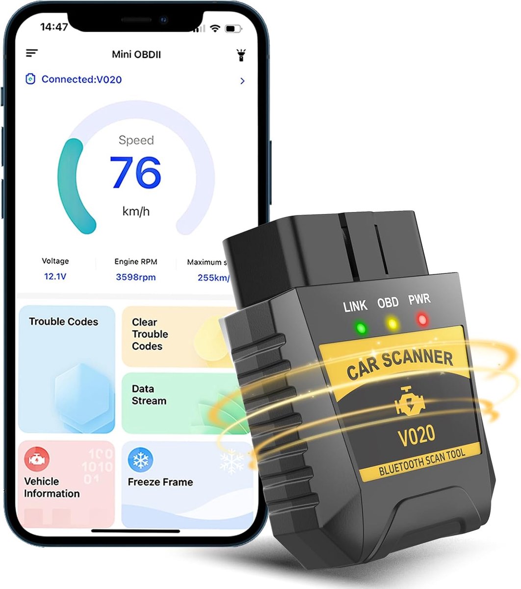 OBD2 Diagnose Tool Bluetooth - Professionele Auto Ondersteuning - Geschikt voor Benzinevoertuigen - Snelle Foutdiagnose - ShopVlot