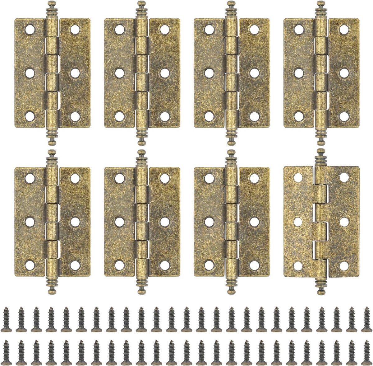 Antieke bronzen scharnieren 63x43 mm - Retro messing - 8 stuks voor kasten en juwelendozen - ShopVlot